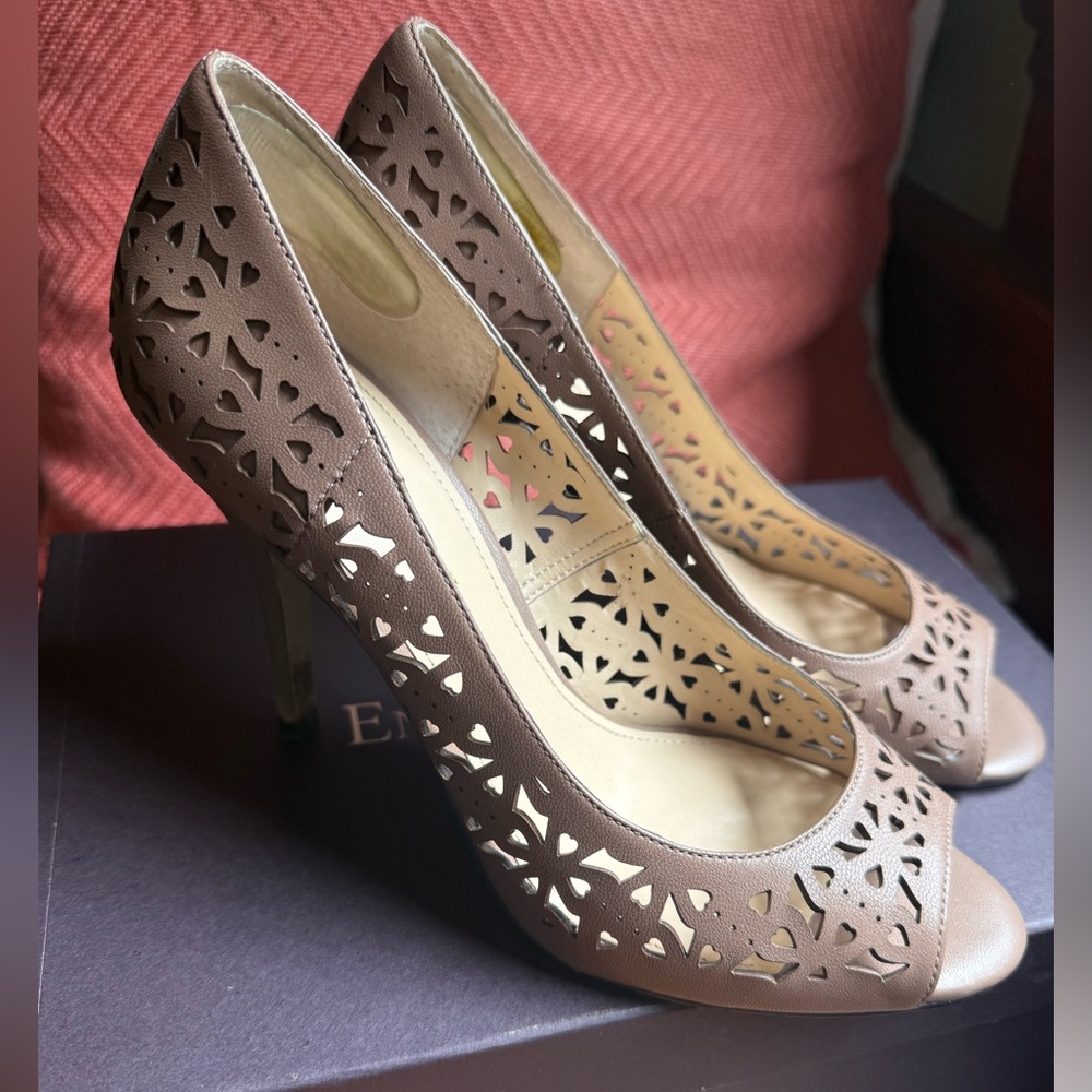 Enzo Angiolini Taupe Cutout Heels
